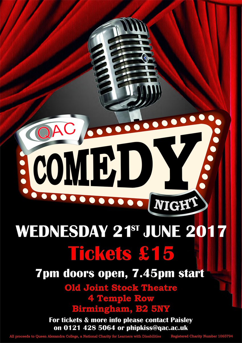 Fancy a night of laughs? We are holding a #comedy night at the Old Joint Stock Theatre on 21st June! Find out more: facebook.com/QueenAlexandra…