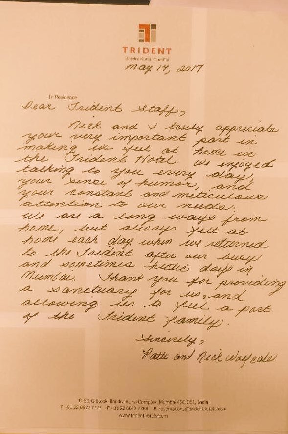 mrini_13's tweet photo. Our true source of motivation - letter of appreciation from our guests @TridentBKC #TridentExperiences @TridentHotels https://t.co/18SR27729e