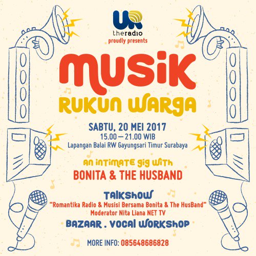 eventsurabaya's tweet image. Musik Rukun Warga bersama Bonita &amp;amp; The HusBand | 20 Mei'17 di Lap. Balai RW Gayungsari Timur Sby | CP 085648686828