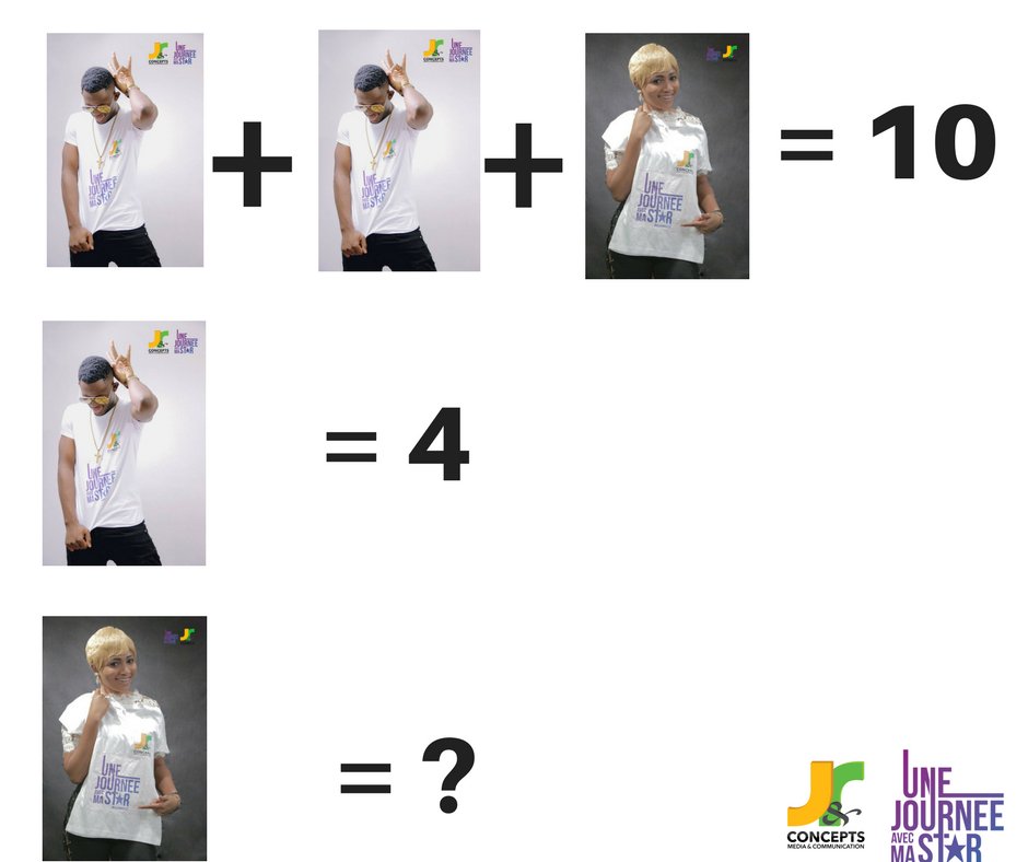ujams237's tweet photo. Bonjour #UJAMSFamily... Saurez-vous résoudre cette énigme de maths ?
"UNE JOURNEE AVEC MA STAR" Très bientôt sur les antennes de Canal2 https://t.co/x0VWeHSu54