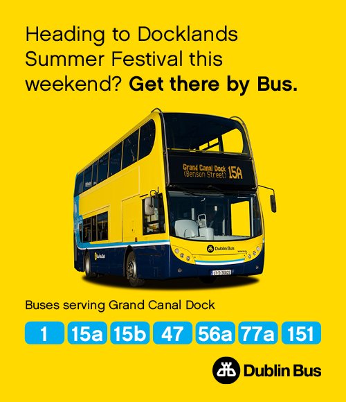 DocklandsFest's tweet photo. The Weekend's most accessible festival #dockfest17. BEST OF ALL @dublinbusnews. If not DART @IrishRail Grand Canal Dock, @Luas Spenser Dock. https://t.co/87nhuYnpOo