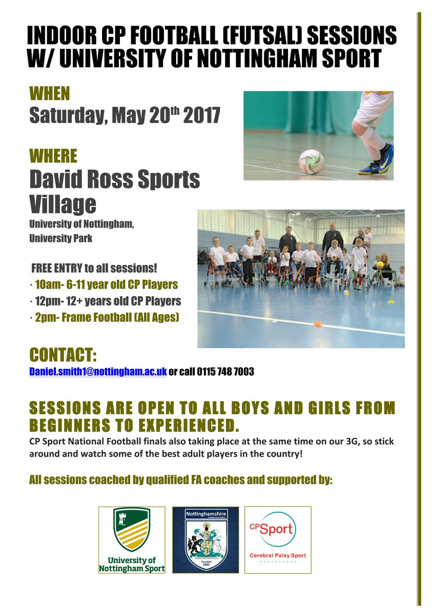 Not long now until our Free kids CP futsal sessions! Pls RT<a href="/NewarkTownFC/">Newark Town FC</a> <a href="/NottinghamCOF/">City of Football</a> <a href="/spireitestrust/">Chesterfield FC Community Trust</a> <a href="/LongEatonUnited/">Long Eaton United FC</a> <a href="/BurtonAlbionCT/">Burton Albion Community Trust</a>