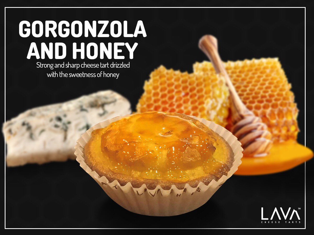 Discover the sharp creamy "bite" of Gorgonzola cheese, countered by the sweetness of Honey. Visit LAVA Cheese Tarts now!