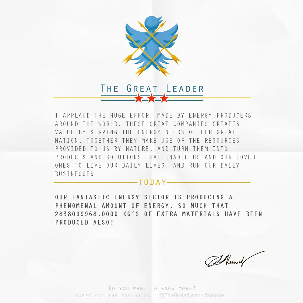 TheGreatLeadr's tweet photo. Daily bulletin from The Great Leader: https://t.co/KzofqnO0UP