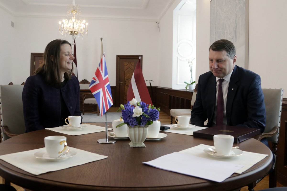 UKinLatvia's tweet photo. .@HMASarahCowley on farewell call with President of Latvia Raimonds Vejonis. Excellent UK-Latvia cooperation over the past 4 years. https://t.co/pHD5dDJfkW