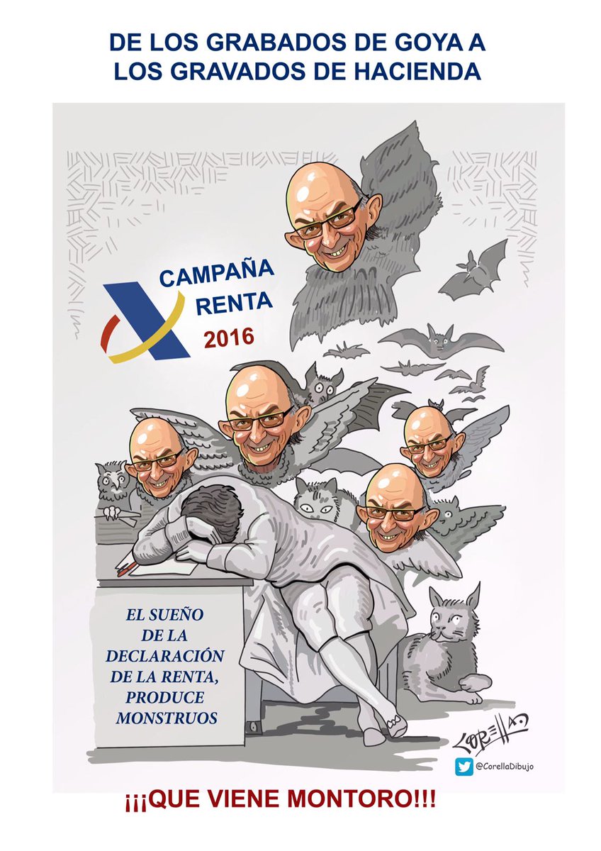DejateTV's tweet photo. Llegan los #Monstruos de la #Renta2016 @Haciendagob... #Montoro #Gravados - Viñeta de @CorellaDibujo para @esRadio @mjpelaezb https://t.co/ttET9FkYiu
