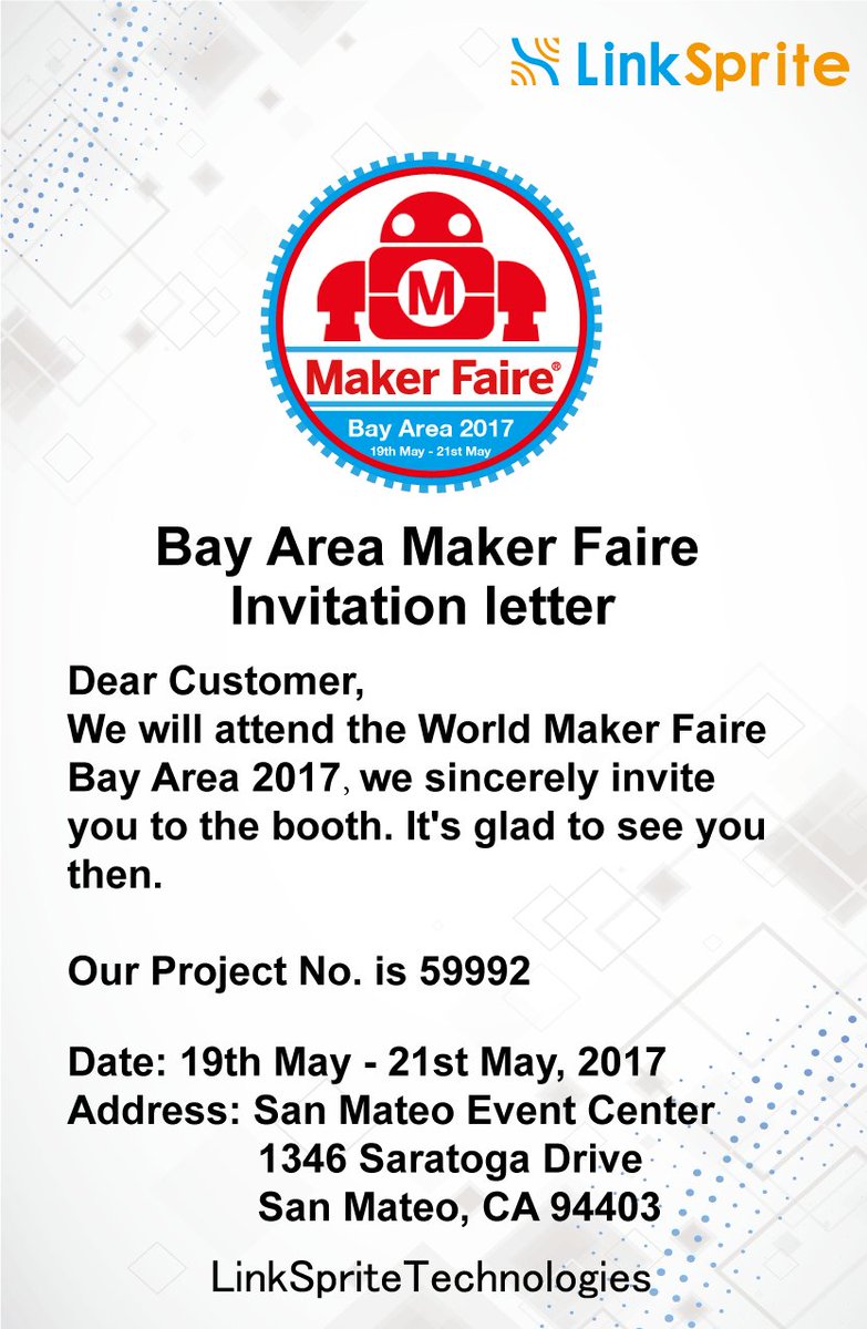 Welcome to enjoy the fun of open source! Linksprite in Maker Fair Project no 59992 Bay Area May 19th to May 21st,