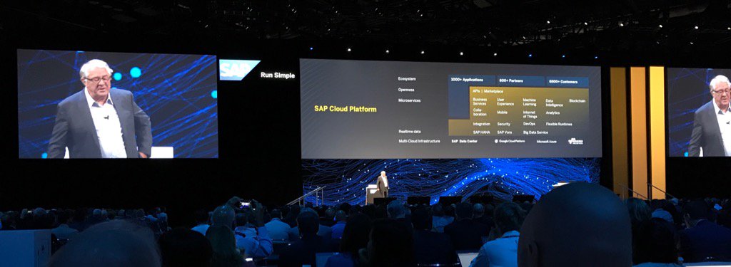steinermatt's tweet photo. Hasso Plattner emphasizing on @sapcp 's importance in the cloud era of @sap #SAPPHIRENOW https://t.co/kRv945wYKQ