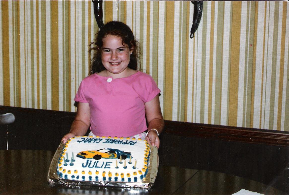 Happy Birthday to my sister Julie! Pic from 1985 with Dale Earnhardt cake 