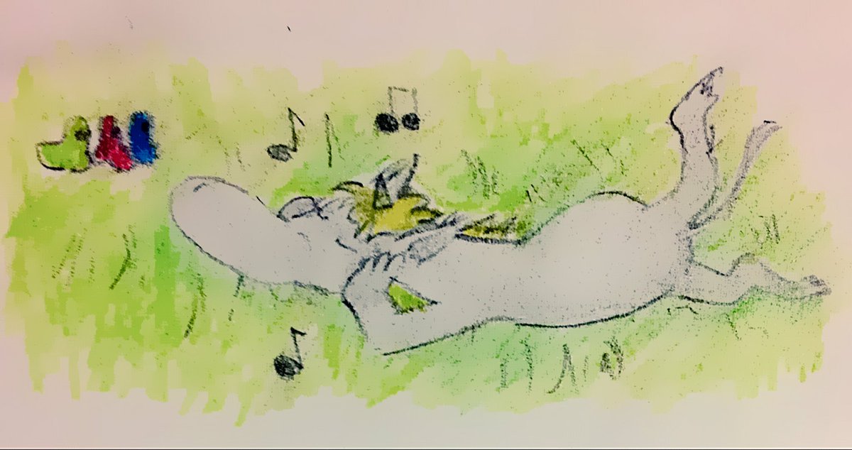 ryugo1972's tweet photo. 「LuckyDragon&amp;HIS FRIENDS」

”ラッキーのお友だち🦄ユニコーンのニークはランラン気分”
#illustration  #unicorn #spring
 #イラスト #モンスター  #キャラクター  #ユニコーン #鼻歌 https://t.co/Ivl5Z8PKXO