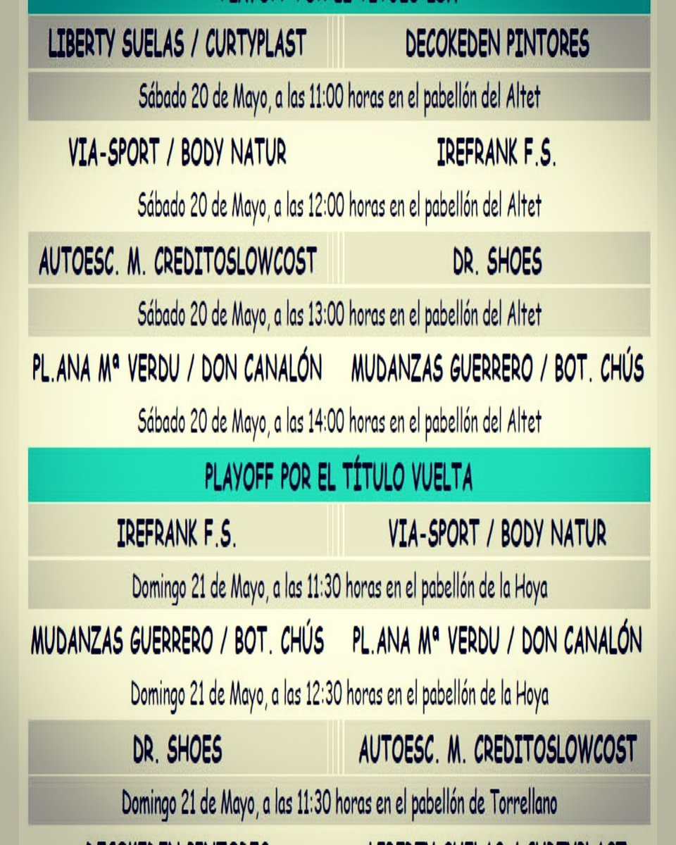 Horario donde nos jugaremos el pase a semi finales frente a Dr. Shoes.
VAMOS EQUIPO!!!💪💪
#sisepuede