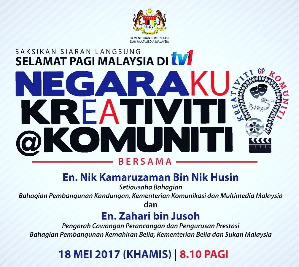IKBNtransform's tweet photo. Jom saksikan Promo Negaraku Kreativiti@Komuniti di Selamat Pagi Malaysia  
@ikbnkinarut1 @wasitahmy @KBSMalaysia @jbsn_kbs @kkmm_gov https://t.co/B39g7vyIh3