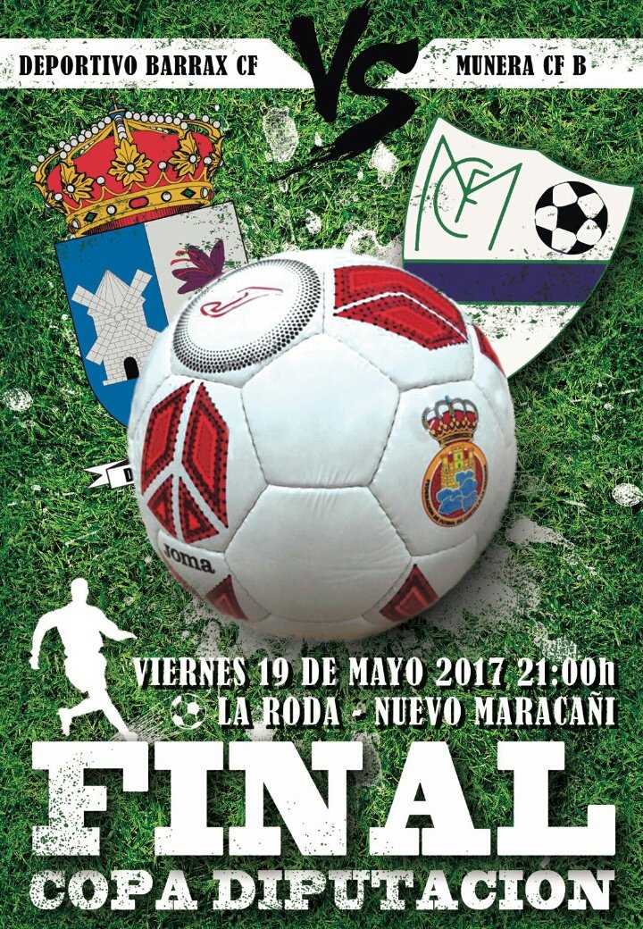 El viernes a las 21:00h en La Roda, se disputará la Final de la Copa Diputación de Albacete entre <a href="/DptoBarrax/">Deportivo Barrax</a> y <a href="/munera_cf/">MuneraCF</a> "B".