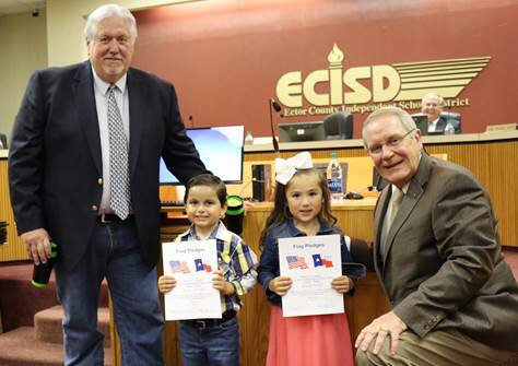 The pledges were led by Isaac Rivera & Analy Sotelo from Lamar Early Education Center.@LamarEEC @EctorCountyISD