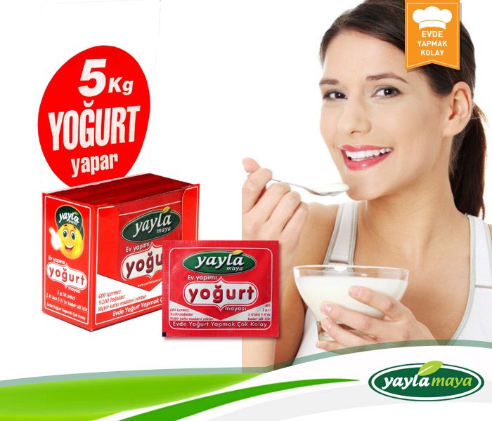 MayaYayla's tweet photo. Evde yoğurt yapmak çok kolay! 1 paket Yayla yoğurt Maya’sı ile 5 Kg. sağlıklı ve lezzetli ev yoğurdu yapabilirsiniz… https://t.co/Wja3LfF98L