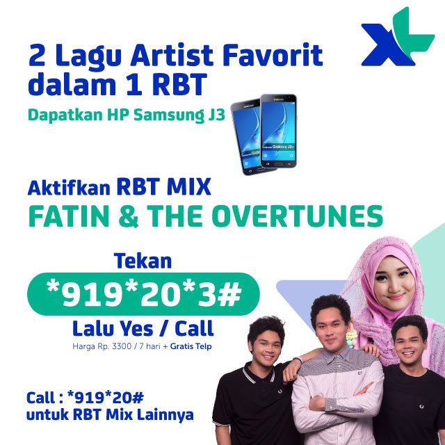 SonyMusicID's tweet photo. Bingung mau pasang RBT @FatinSL atau @TheOvertunes? Pasang keduanya dgn RBT MIX! Kamu juga bisa dapat Samsung J3 lho

Ketik *919*20*3# https://t.co/GzLFg4a0u5