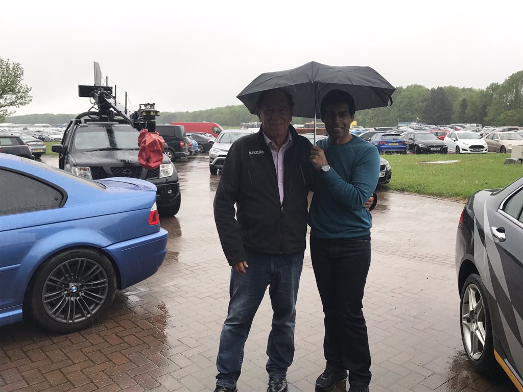 karunchandhok's tweet photo. A lovely sunny day of filming with the legend that is Rob Wilson for @C4F1... ☔️ ☔️ https://t.co/a4scRJZmKt