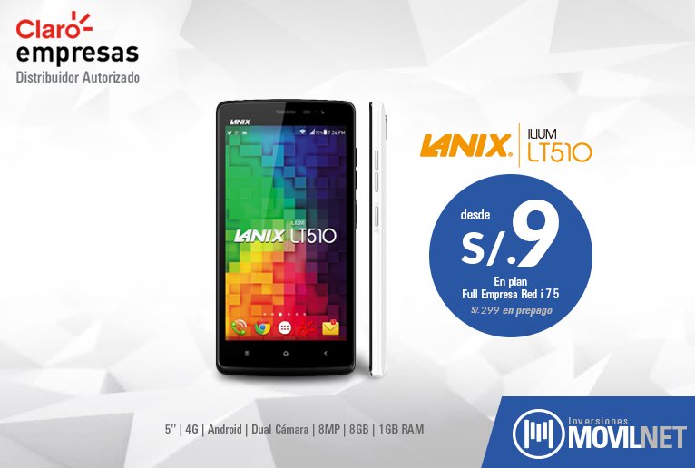 Inv_Movilnet's tweet photo. Promo: LANIX ILIUM LT510 - Adquiere un Smartphone con plan Full Empresa Red i 75 #ClaroEmpresas #RedClaro #Claro → https://t.co/B8yjdGKa82 https://t.co/nccbFguuvN