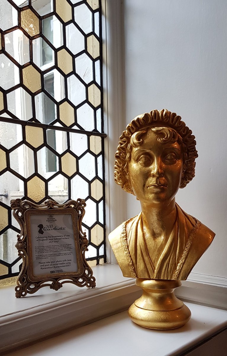 modernsouvenir's tweet photo. And she's in! 1st stop on her tour @CombeGroveBath. Made by us and gilded in 24ct gold by @Graceart1 #janeontour #janeausten200 @BathChron https://t.co/yyf9AZfo4W