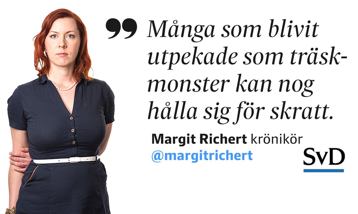 SvD's tweet photo. ”Alla till höger om MP blir misogyna bögknackarrasister”, skriver @margitrichert. https://t.co/GDauiqZbpW https://t.co/obrEEDK19X