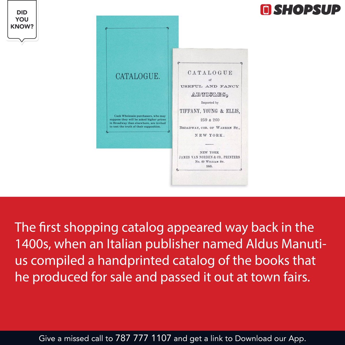 shopsupapp's tweet photo. World's first catalogue! #ShoppingFacts https://t.co/JZ13HoBPBA