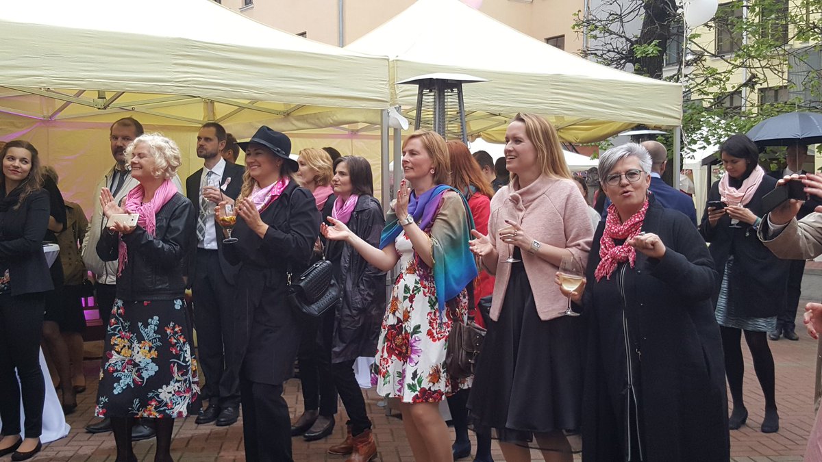 UKinLatvia's tweet photo. Tonight we promote the Pink Train Foundation which supports women who have been diagnosed with breast cancer. Visit https://t.co/9Z1Hkzxc4X https://t.co/rFDW04My90