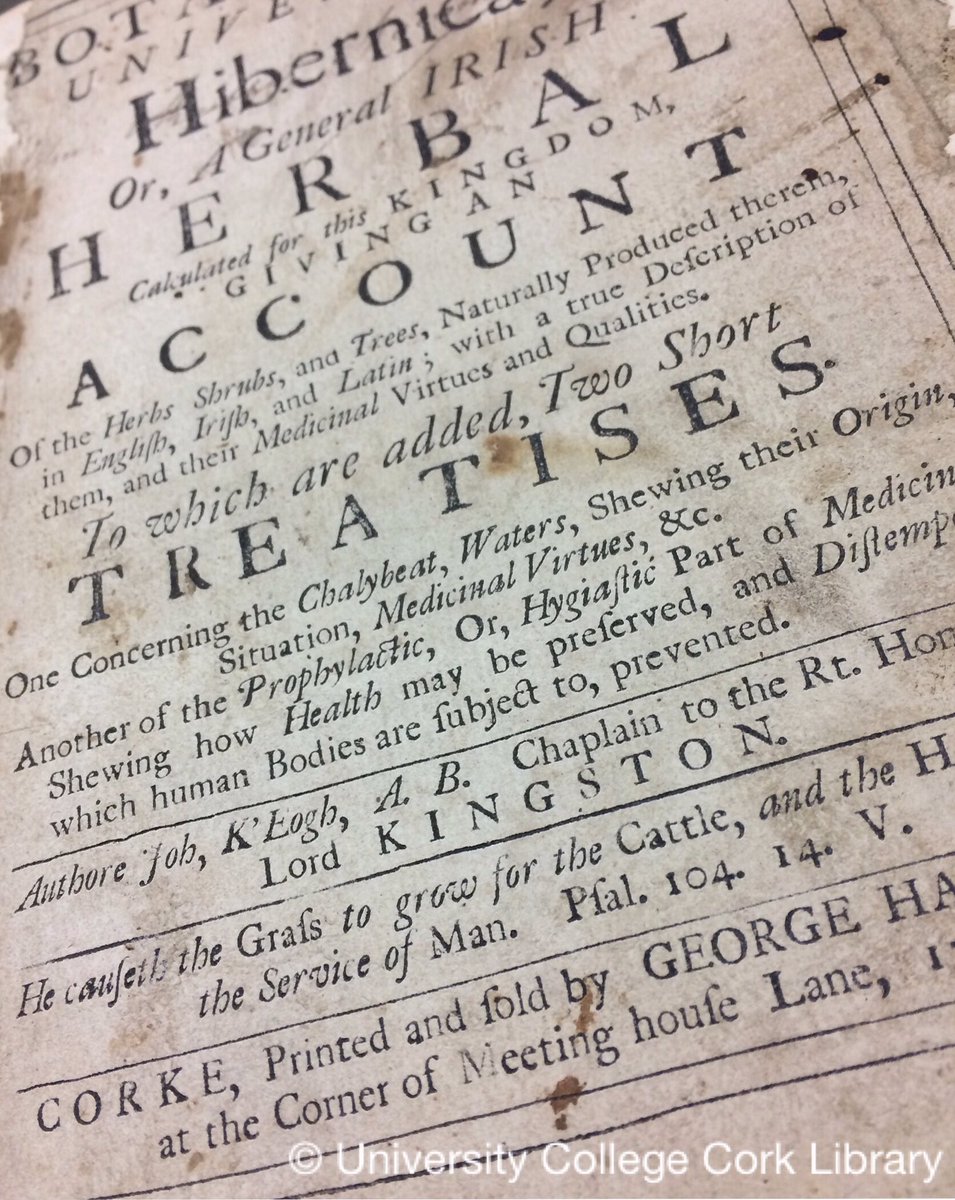 More delights from <a href="/UCCLibrary/">UCC Library</a> <a href="/theriversideUCC/">The River-side</a>. Pictured is Keogh's Botanalogia Universalis Hibernica (#Cork, 1735). #LoveIrishResearch