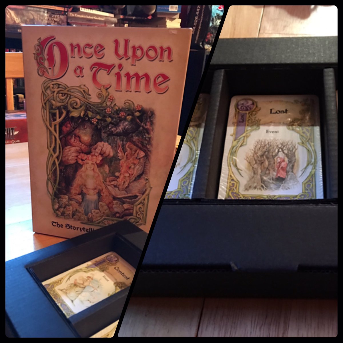 wots_qc's tweet image. Morning #BGG! We tried out #OnceUponATime. What a cutie game for all ages 🤓#2017Boardgamechallenge #NewToTheShelf