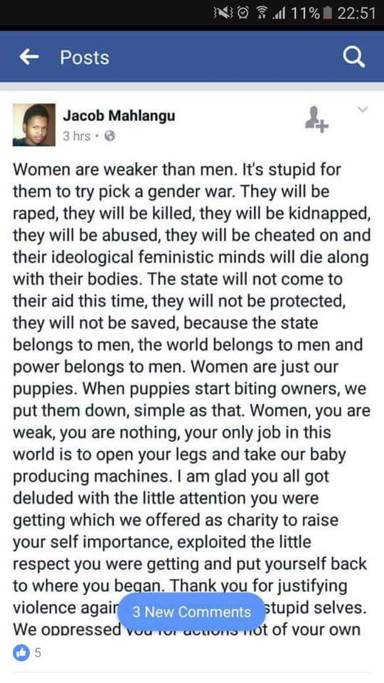 MissSteelo's tweet image. @Jacob_Mahlangu so you think women abuse is a joke? You think the deaths of these women are a joke #menarethrash #StopWomenAbuse #StopKillin