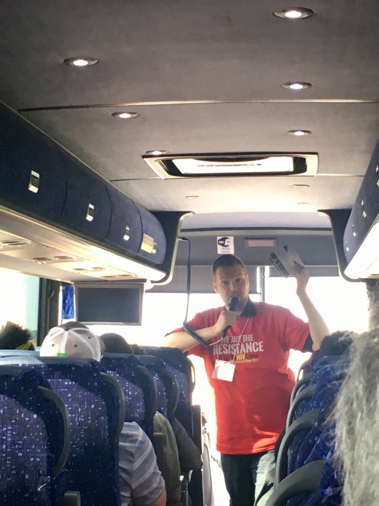 AIDSChicago's tweet photo. Advocate training time on the bus. #HIVResists #AdvocacyDay https://t.co/RXhMTFIzdJ