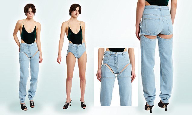 DailyMailUK's tweet photo. Bizarre £300 detachable denim jeans are unveiled in time for summer https://t.co/8WPZER9Oqa https://t.co/tG2EIcISdZ