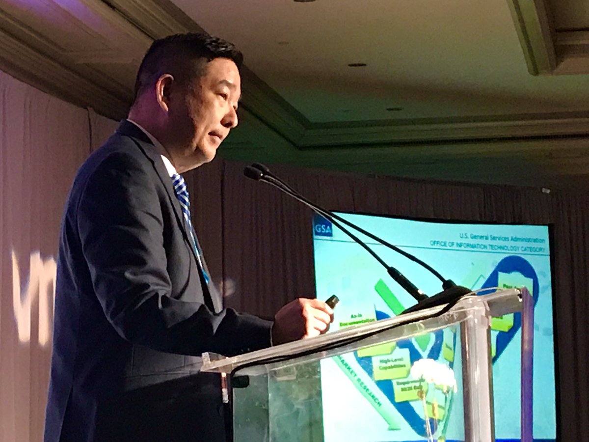 JeremyJWB's tweet photo. @GSA_ITC Keith Nakasone keynoting #VMwareGovSummit @fedscoop following @TerryMcAuliffe "We're injecting agile methods into IT Acquisition." https://t.co/2gMxZUxa4a