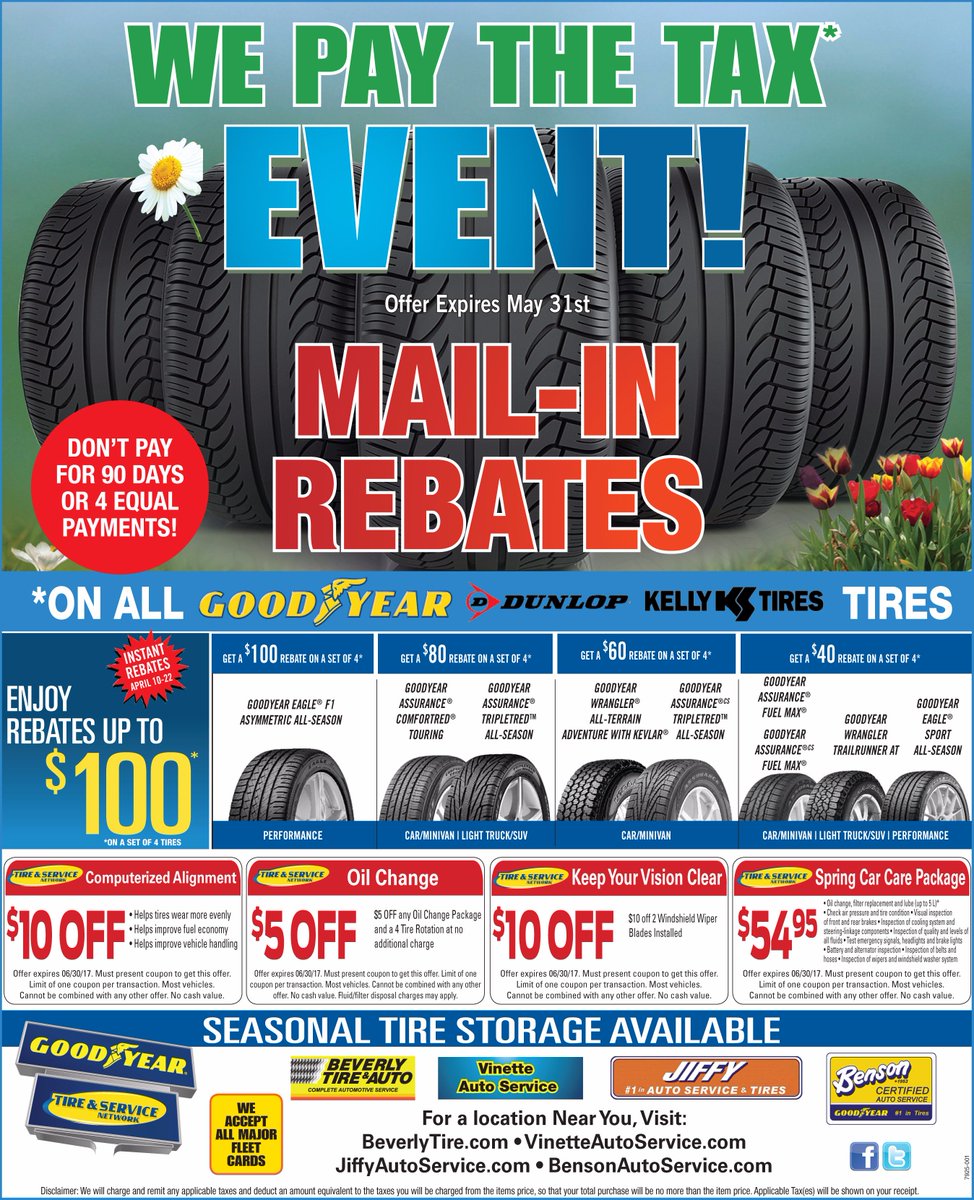 beverlytireauto's tweet photo. It's not to late to save the tax on all Goodyear tires?Give us a call or check out our website for a quote! https://t.co/JMTlD4l4nN https://t.co/CSdOPnE8uR