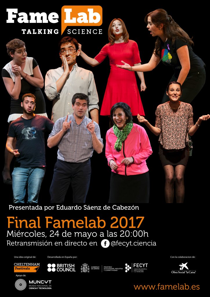 FECYT_Ciencia's tweet photo. En una semana sabremos el ganador de #Famelab España 2017. Saldrá de entre estos 8 grandes candidatos. Retransmitiremos la final. ¡ATENTOS! https://t.co/voXKIJWhNR