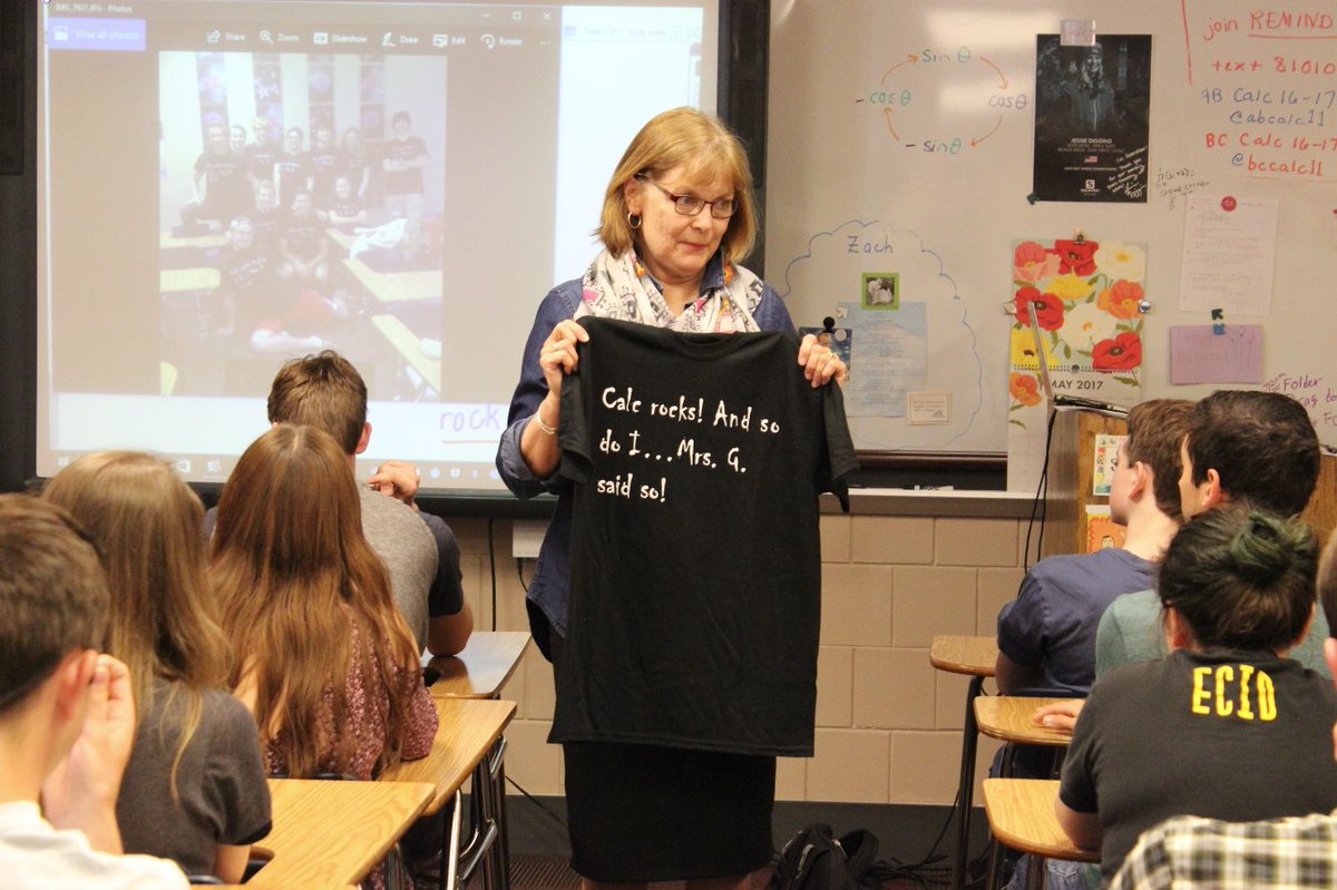 Retiring math teacher Cathy Gunvalson had a special message for her AP Calculus students as they took their AP exam. #PonyPride <a href="/SAHS834/">Stillwater Area HS</a>