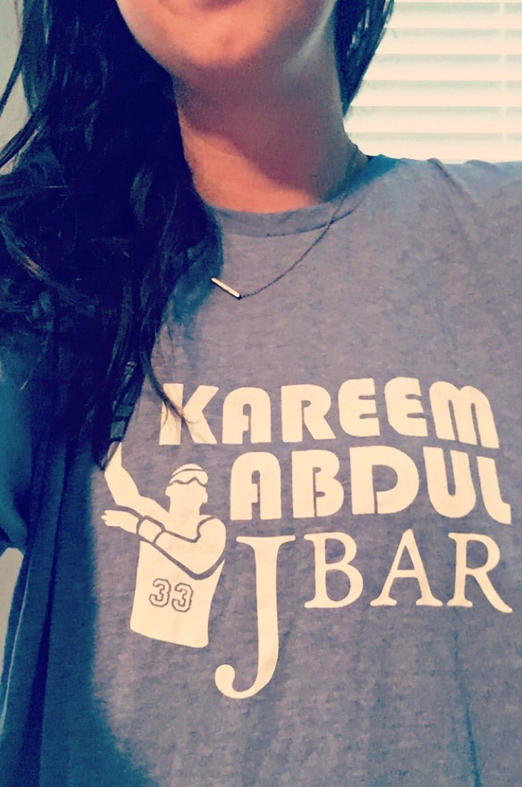 hannycarson's tweet photo. Wearing this today in honor of Kareem Abdul-Jabbar being on @PardonMyTake. Thanks @OUJBar https://t.co/MCbG3K1f0I
