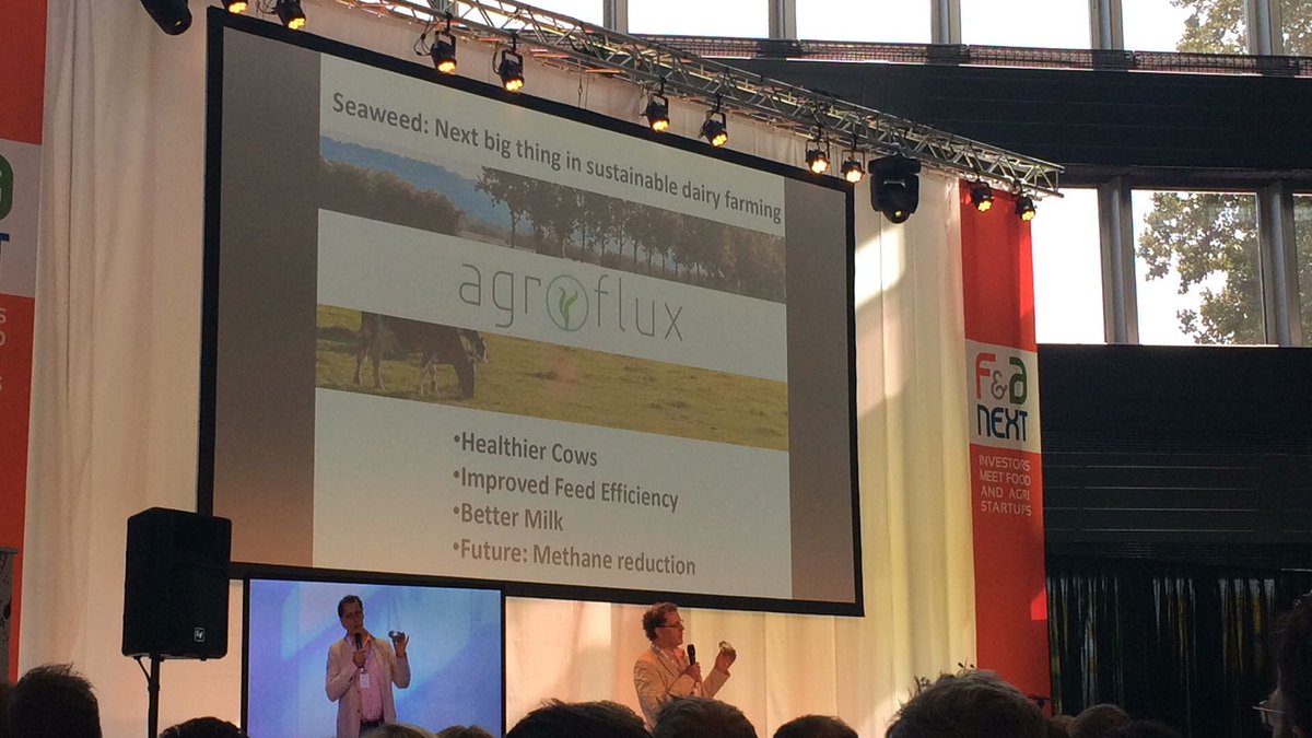 Foodbytes's tweet photo. .@AgrofluxB makes dairy cow feed from sustainable seaweed which leads to higher milk yields #agtech #FoodBytesNL @FA_NEXT #FANext @WUR https://t.co/tQfEenowIC