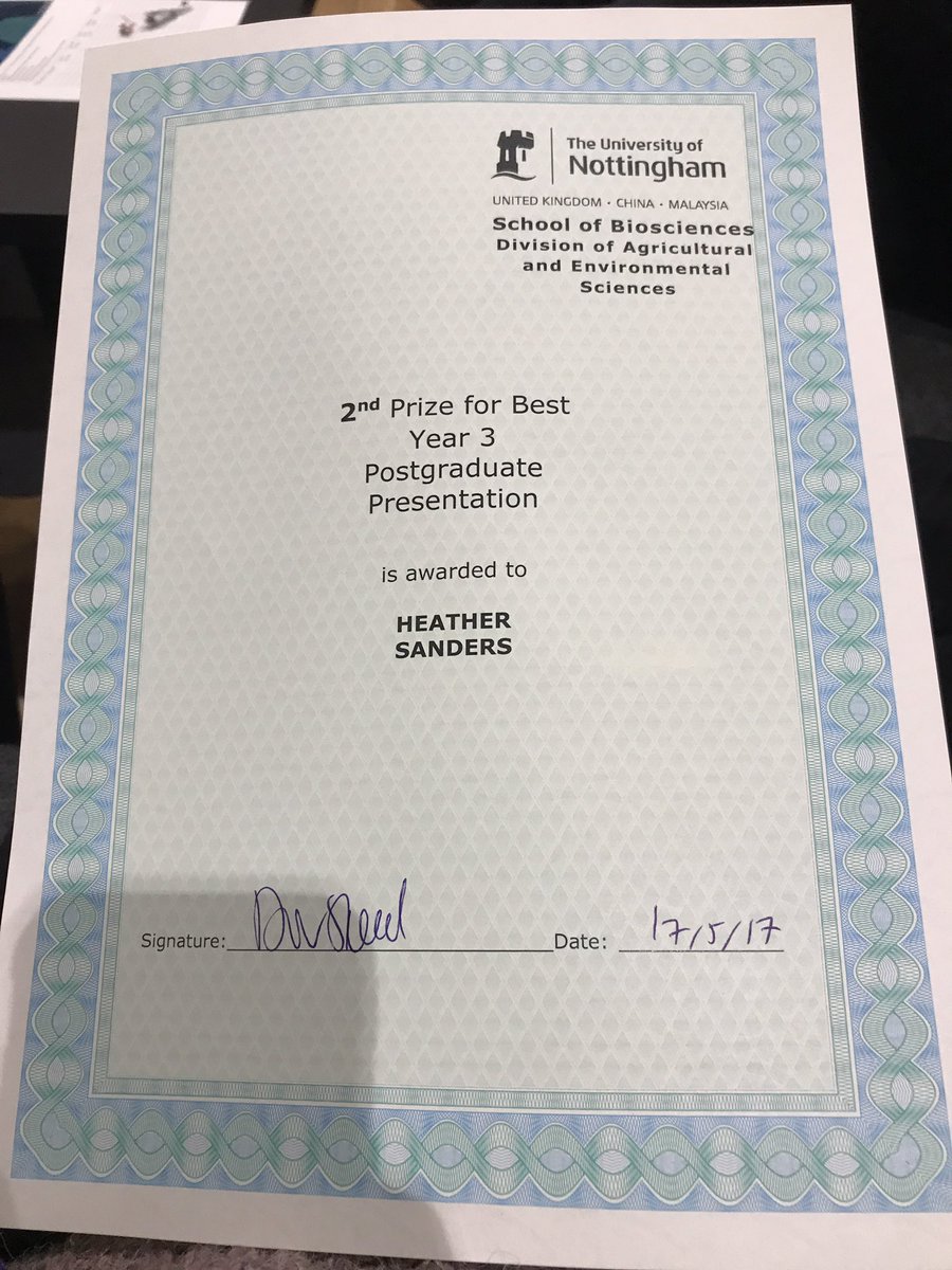 heatherksanders's tweet photo. 2nd place at @UoNBiosciences postgrad conference for my presentation on radionuclide interactions with #soil geocolloids @RATEsct 🎉 https://t.co/hs9Kx2s5re