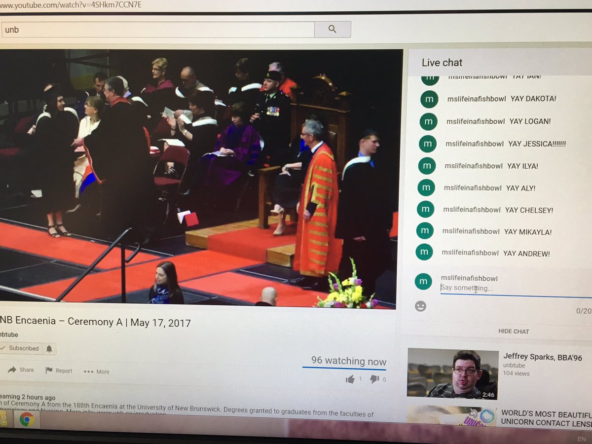 RLDKrysta's tweet photo. Watching our @UNB graduates take the stage during the 188th Encaenia Ceremony A, and shouting out some beloved leaders. #unbgrad https://t.co/pUXjMemQxs