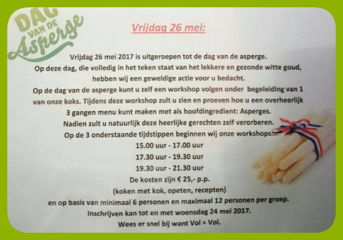 BistrodeRotonde's tweet photo. Vrijdag 26 mei is het de DAG van de #ASPERGES. Deze dag: een #kookworkshop  voor maar 25 euro! Aanmelden t/m 24 mei maar VOL=VOL https://t.co/wAQR8l2vni