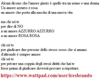 iresbrando's tweet photo. #poesia per la giornata mondiale contro l' #omofobia #wattpad #17maggio https://t.co/Ottt8zCRPr  #loveislove https://t.co/IdFoFVakHB