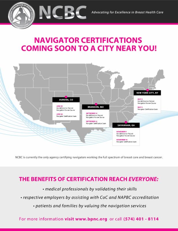NCBC_BreastCare's tweet photo. Breast Patient Navigator Certifications Coming Soon to a City Near You! https://t.co/v2vKIHxptp https://t.co/ioVHqnwxVg