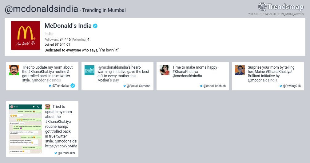 TrendsMumbai's tweet photo. McDonald's India, @mcdonaldsindia is now trending in #Mumbai

https://t.co/Hcbe71SLSR https://t.co/aCgo1IXYfb