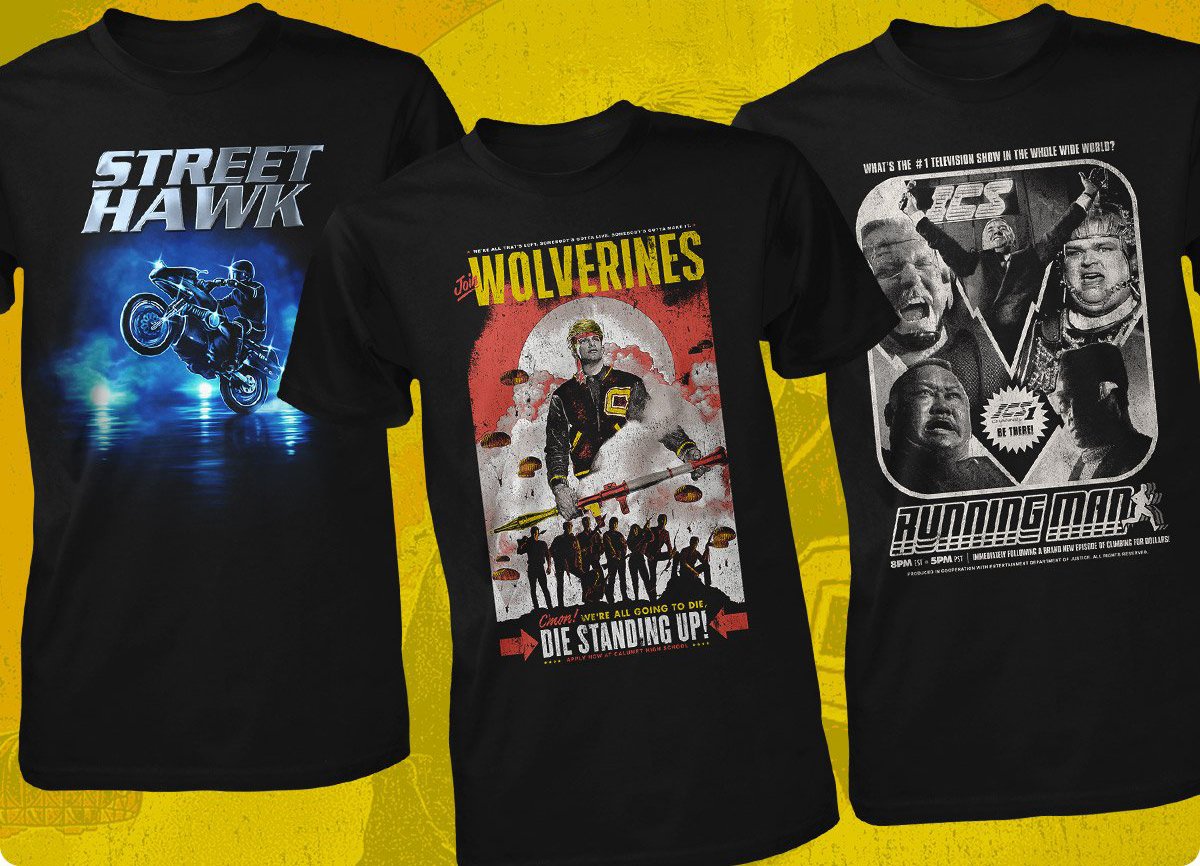 The Running Man, Red Dawn, &amp; Street Hawk tees on sale now at <a href="/frightrags/">Fright-Rags</a>: brokehorrorfan.com/post/160769155…

Art by <a href="/kyleisez/">Kyle Crawford</a> &amp; <a href="/eyeofthedesign/">Ralf Krause</a>!