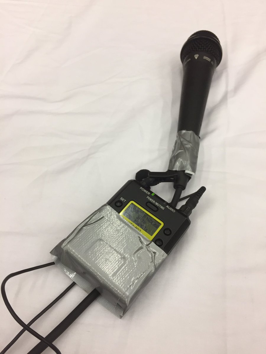 WillowFiddler's tweet photo. I think this is called #injunuity #pressconference #howifeedaudio #ducttape #media #APTN #LOL https://t.co/1UFSpJgoRd