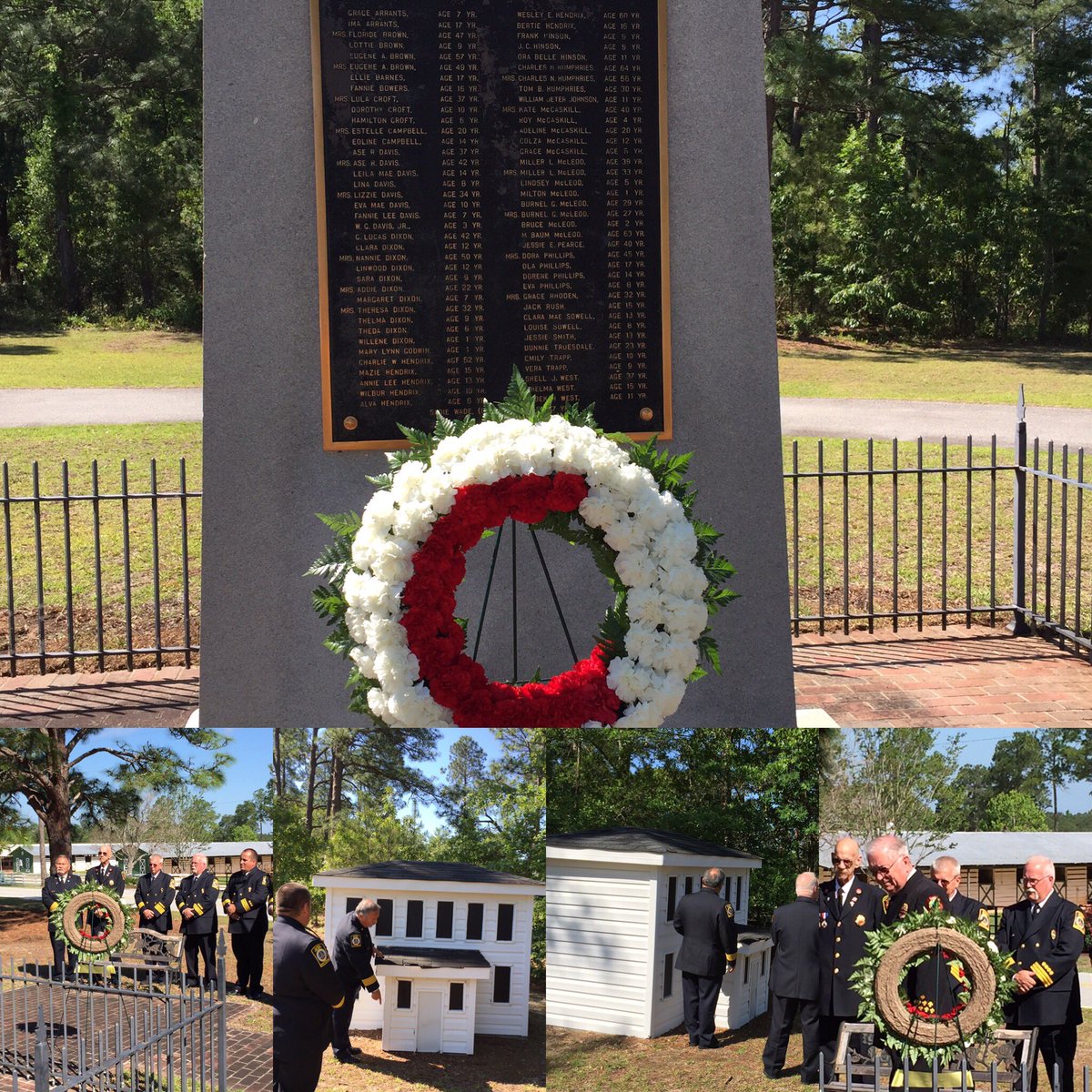 scfirefighters's tweet photo. Honoring the victims of the Cleveland School fire in Kershaw Co 94 years ago. These 77 lives changed fire codes forever. @SCFireCarter https://t.co/gh7Z00tOff