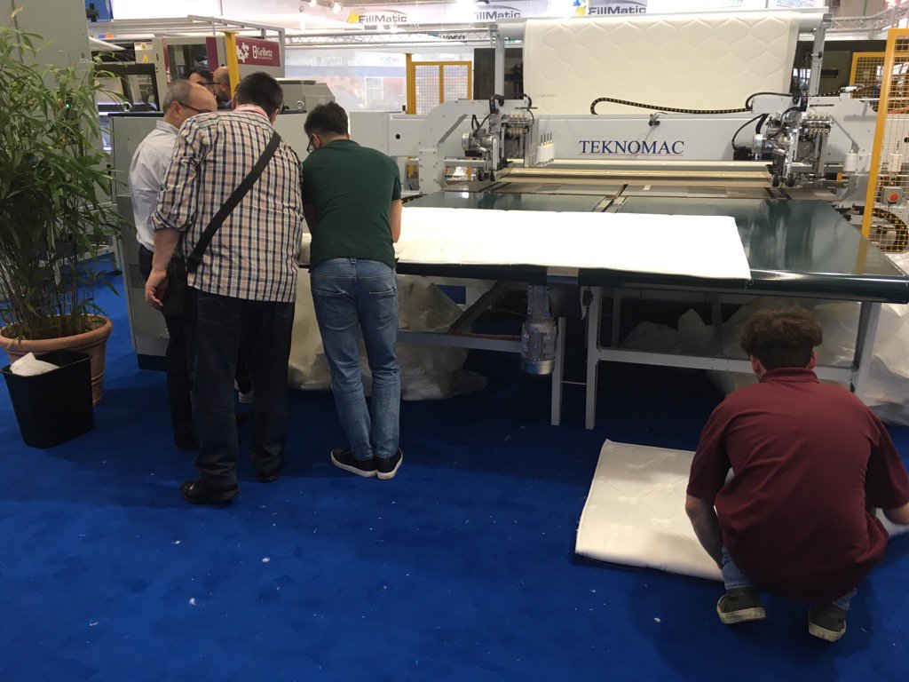 GSGcompanies's tweet image. New panel cutter that #multitasks the serging process too is perfect complement to new #mattress quilters #interzum