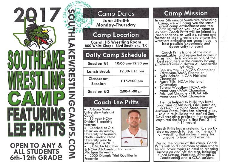DragonWrestling's tweet photo. Come learn from an excellent group of coaches &amp; college athletes! 
https://t.co/dMZI1SetXL 5 more days of Early Registration! https://t.co/hXX60KhOiC