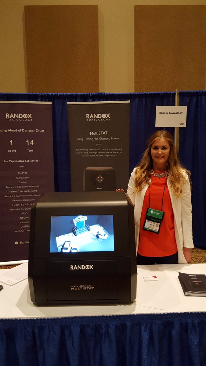Randox_Tox's tweet photo. We're excited to be at day 2 of #DATIA2017! Come say hi to Kerrie &amp; Pankaj at booth 501 and enjoy a demo of our Evidence MultiSTAT Analyser! https://t.co/qndaMSdHmJ