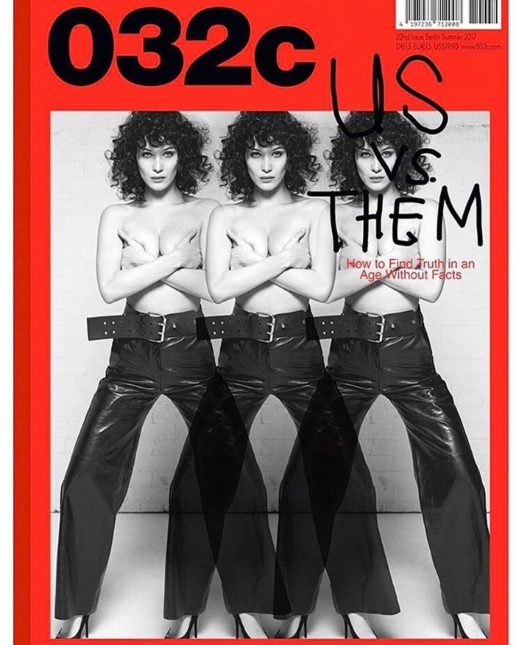 Bella Hadid on the cover of 032C Magazine Summer 2017. Photographed by Collier Schorr.